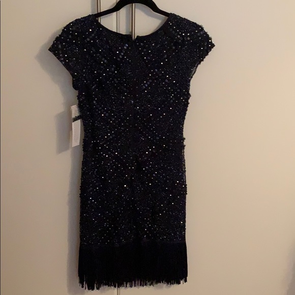 Navy blue sequins dress with fringe on the bottom - Picture 2 of 2